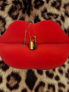 Authentic Gold Louis Vuitton Lock Necklace #664